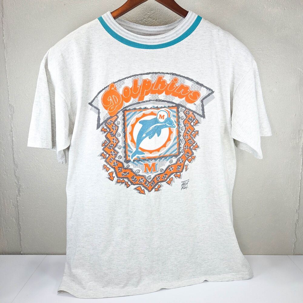 Vintage 90s True Fan Sportswear Miami Dolphins Ringer Shirt Sz XL
